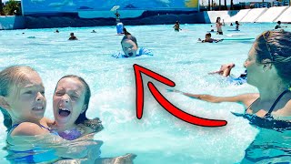 2 YEAR OLD DRIFTS OFF in GIANT WAVE POOL and CAN'T SWIM! (SESAME PLACE WATERPARK)