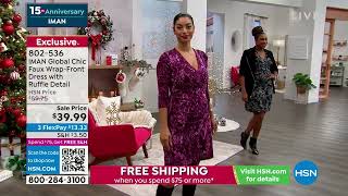 IMAN Global Chic Faux WrapFront Dress with Ruffle Detail