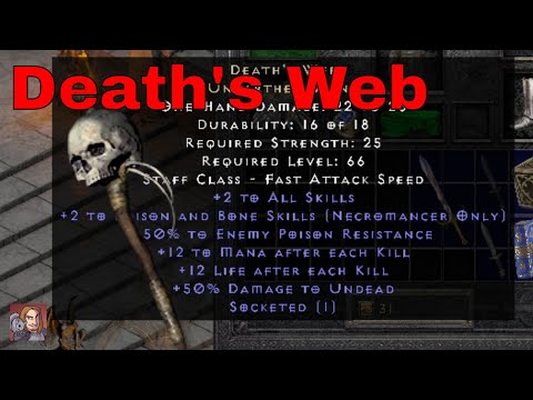 D2R Unique Items - Death's Web (Unearthed Wand)