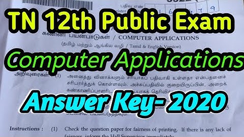 TN 12th public exam computer applications answer key 2020