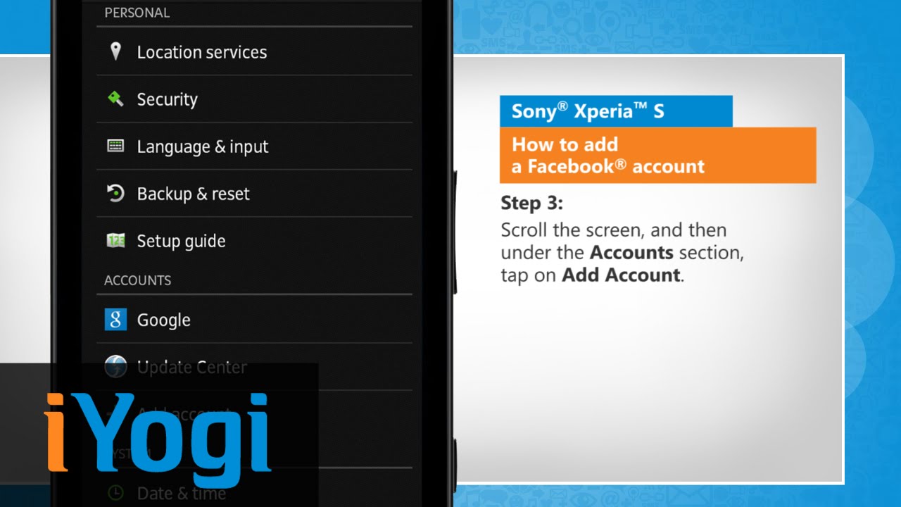 How to add a Facebook® account in Sony® Xperia™ S
