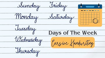 Days of The Week in Cursive
