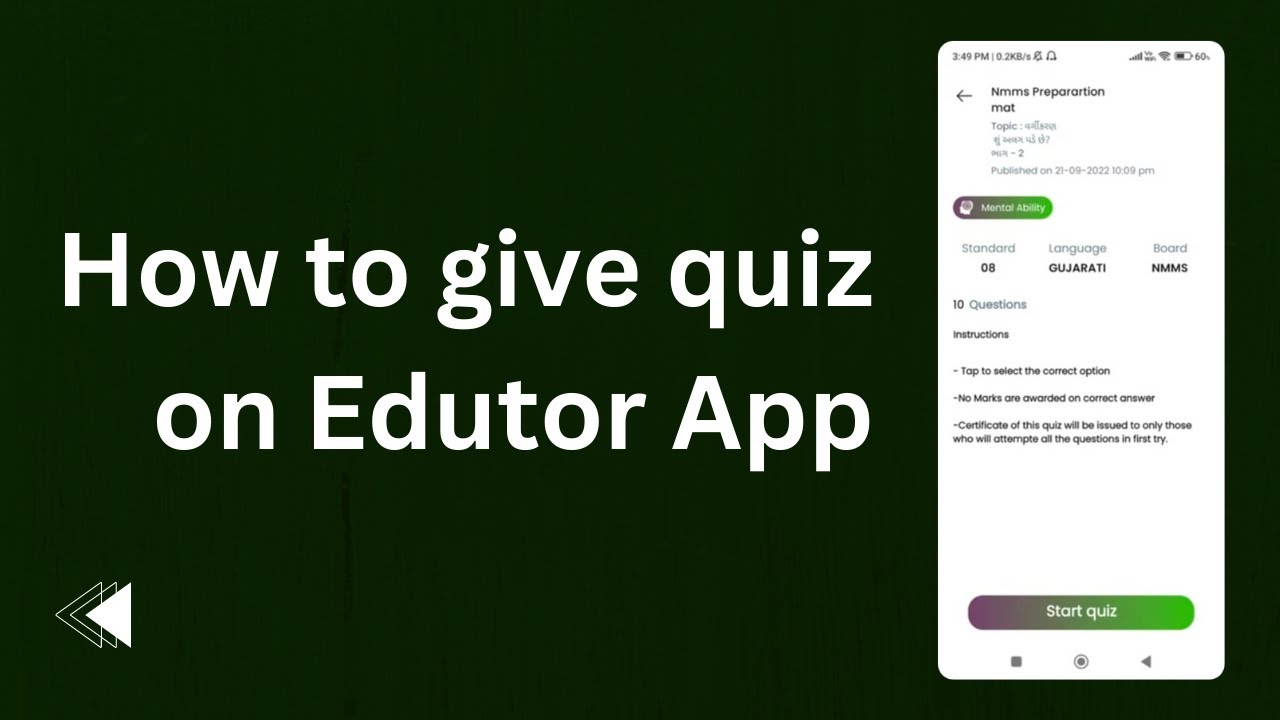 How to give quiz on Edutor App