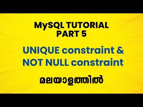 SQL UNIQUE constraint | NOT NULL constraint | Malayalam Tutorial | MySQL Malayalam | Data Science