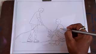 Planting Trees I Pencil Drawing For Beginner Students