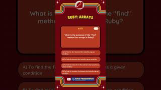 Quiz 111: What Does find Do in Ruby Arrays 🔍🚀 #ruby #quiz #shorts #coding