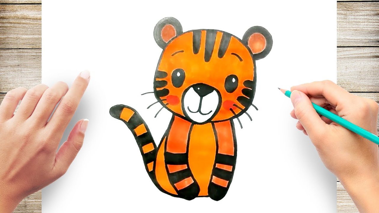 How to Draw Cute Baby Tiger - YouTube