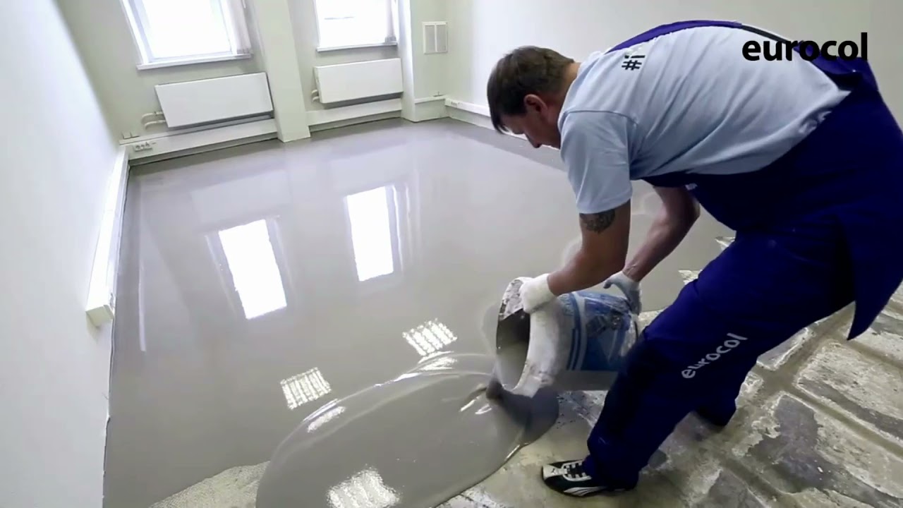 Eurocol.  Подготовка основания пола. Выравнивание с помощью самовыравнивающейся смеси.