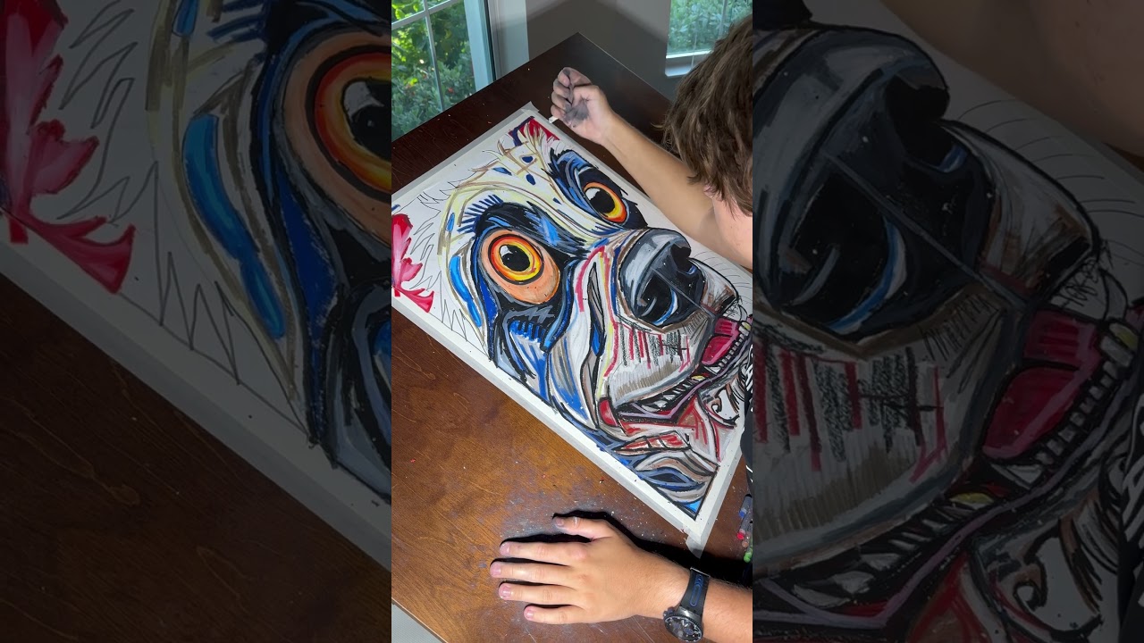 It's your artist Viktor,the master of the unconventional grip. #animalart #dogportrait #autism #art