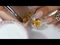 uñas acrilicas efecto cristal con hoja de oro real totalmente encapsulada ❤️