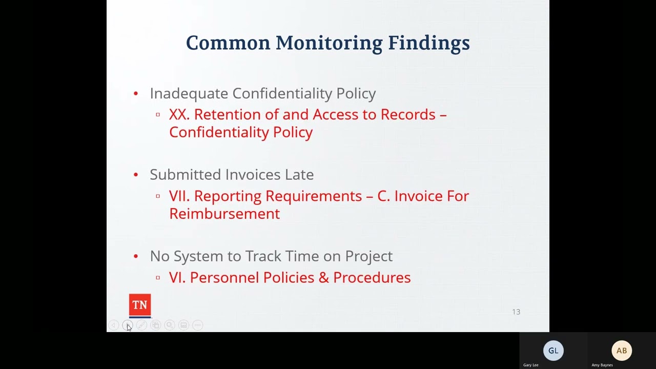 Office of Criminal Justice Programs Programmatic Monitoring