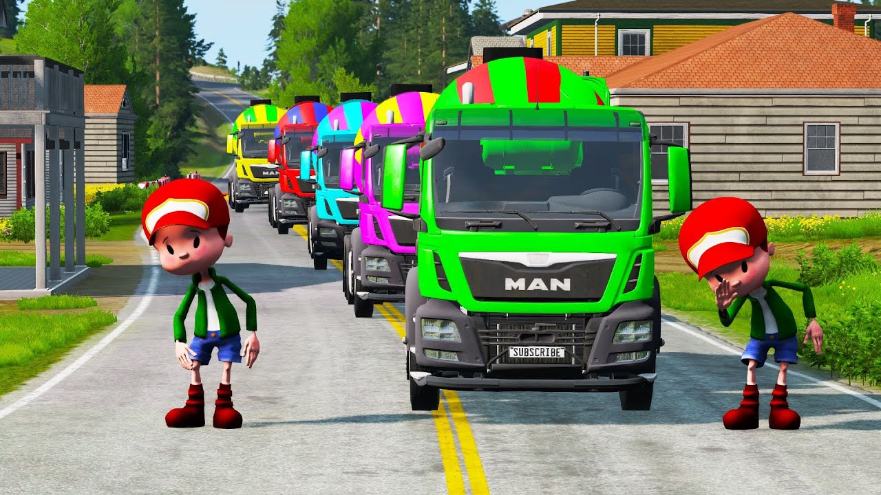 Flatbed Truck McQueen | Transportation with Truck - Pothole vs Car BeamNG.Drive Gameplay