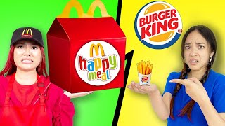 I BUILD MY OWN MC DONALDS \& BURGER KING AT HOME | GIANT FOOD VS TINY FOOD CHALLENGE BY SWEEDEE