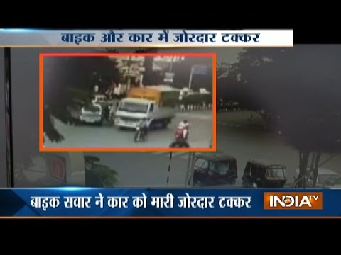 Caught on Camera: Biker dies after being hit by a car in Surat