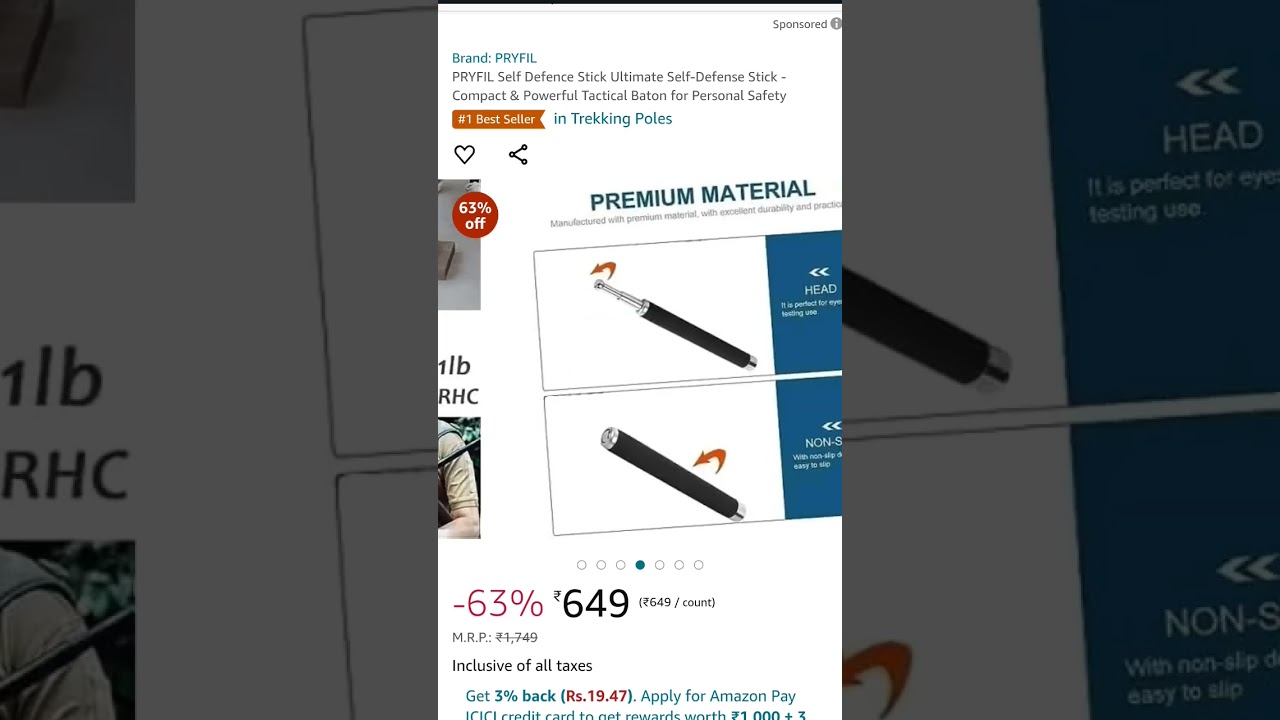 PRYFIL Self Defence Stick Ultimate Self-Defense Stick - Compact & Powerful Tactical Baton for Person