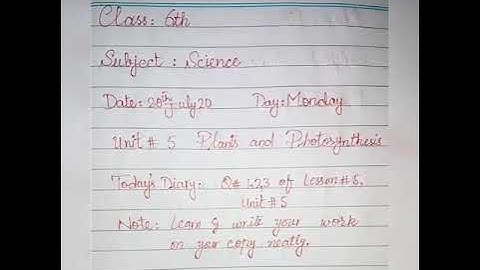 Class 6 (Science) , Unit #5 , "plants and photosynthesis" Lesson #5 (Q/A 1,2,3)