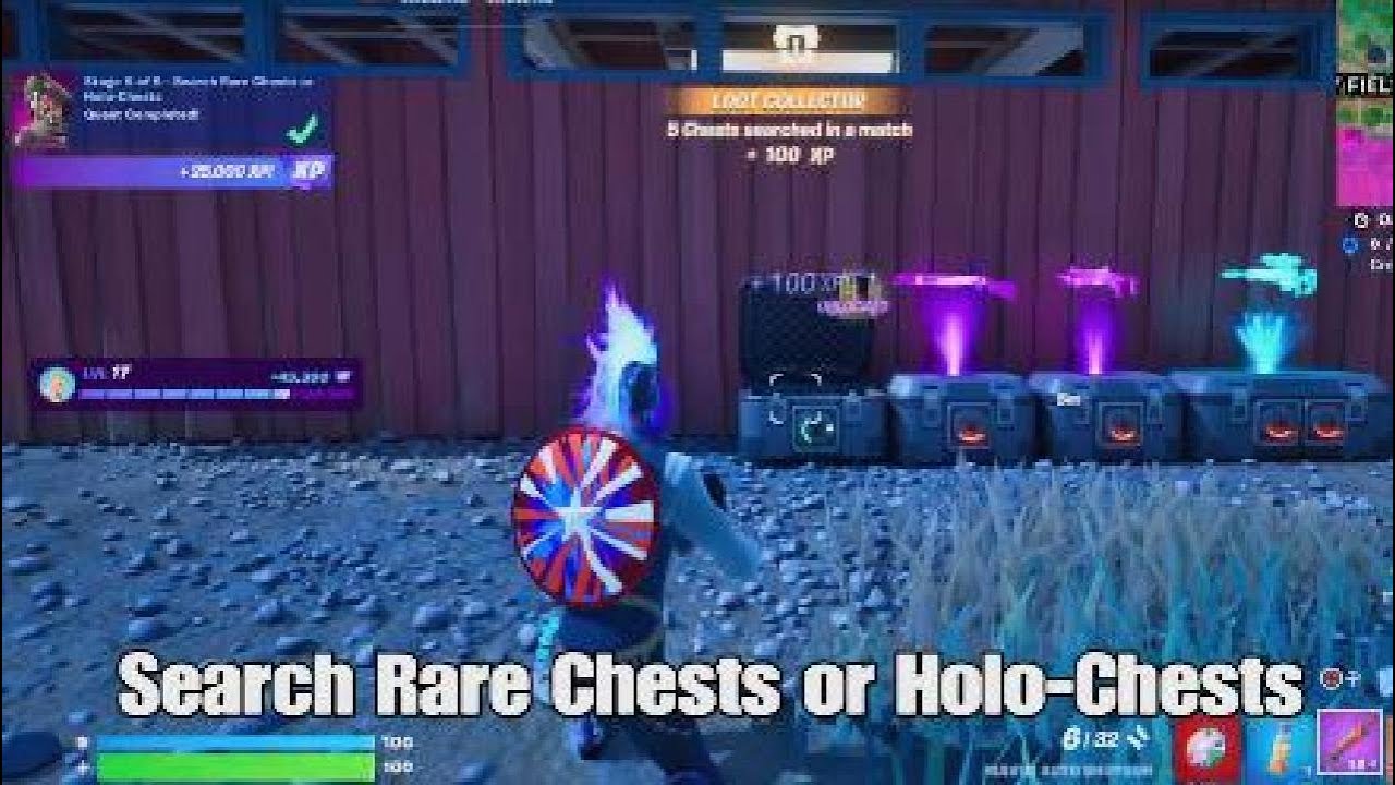 Search Rare Chests or HoloChests Fortnite Treasure Hunting Quest YouTube