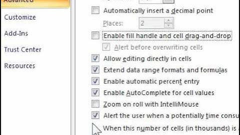 How to turn off drag and drop editing in Excel