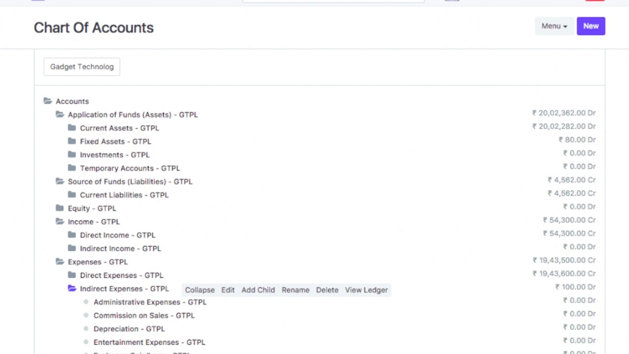 General Chart Of Accounts Template