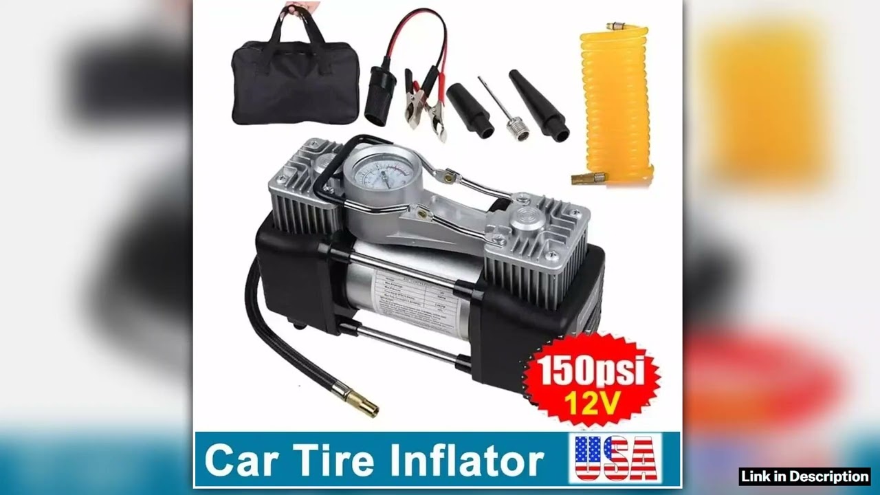 12V Doublecylinder Tire Inflator with Pressure Gauge Poric Car Metal Air Injector DC Mini Car Compr