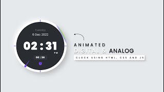 Modern Digital/Analog clock using simple html, css and javascript only screenshot 4