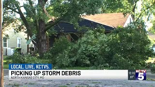 Overnight storms leave North Kansas City with downed trees and debris