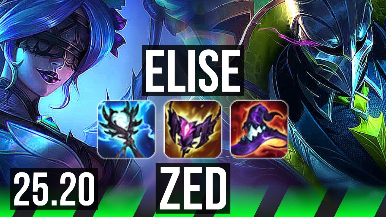 ELISE vs ZED (JGL) | Rank 1 Elise, Rank 5, 70% winrate, 6 solo kills | EUNE Challenger | 25.20