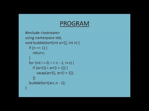 Bubble Sort Using Recursion