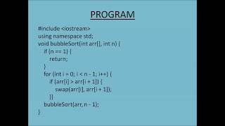 Bubble Sort Using Recursion