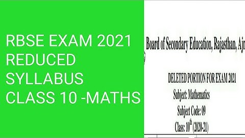 #rbsedeletedsyllabus  class 10 rbse reduced syllabus for exam 2021