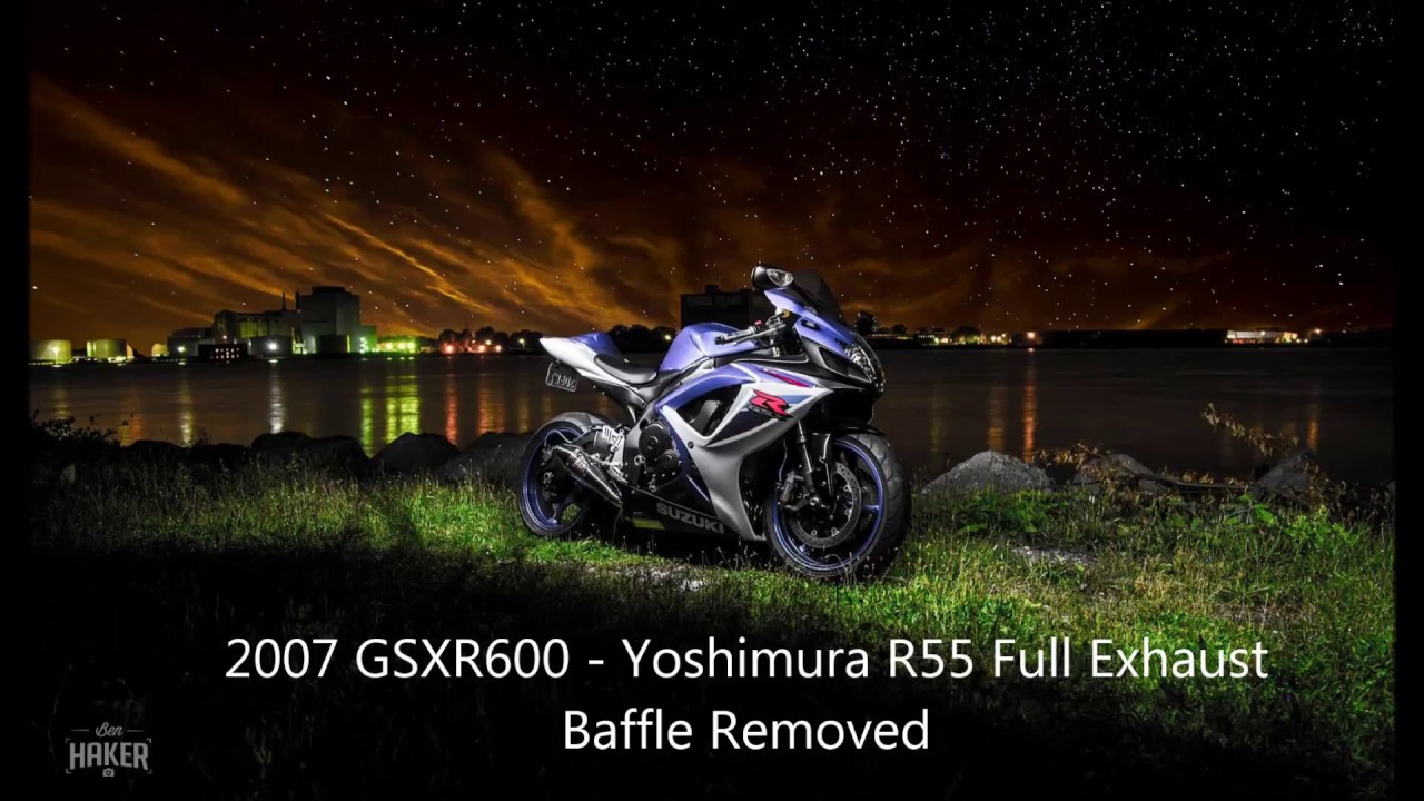 2007 GSXR600 Yoshimura R55 FULL Exhaust Baffle Removed YouTube