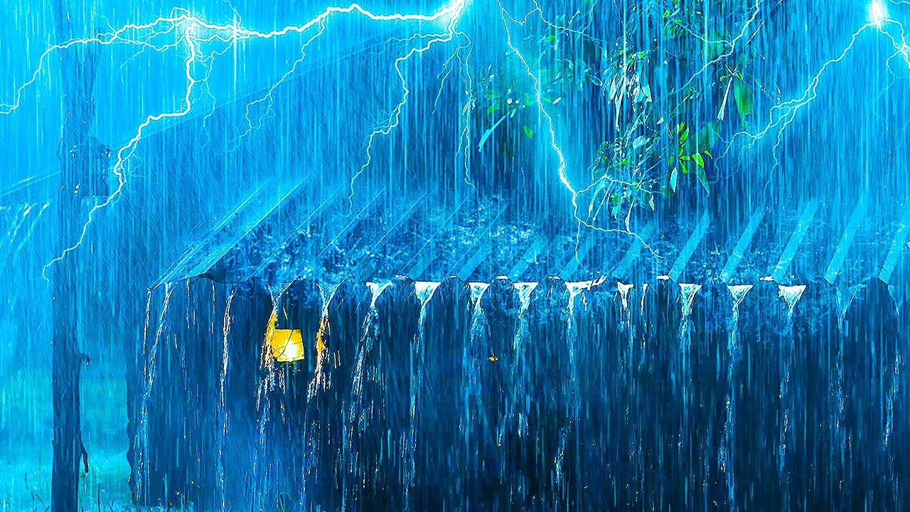 Fall into Sleep Immediately with Heavy Rain & Rumbling Thunder on a Tin Roof in the Foggy Forest