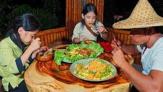 Braised mackerel​ fish with salad and fried rice | Natural life