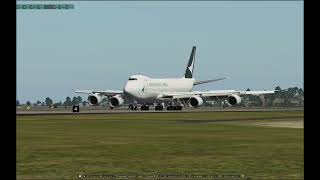 B747-800F. Cathay Pacific landing at Boston Logan int'l Airport, Massachusetts. @XPlaneOfficial