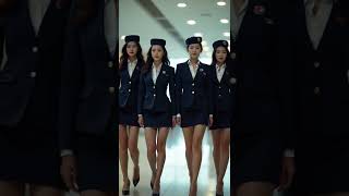 Beautiful Women Asian Stewardess Take The Runway - Ai Walk