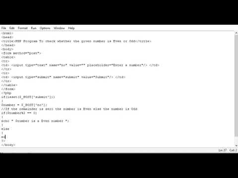 PHP Program To check whether the given number is Even or Odd