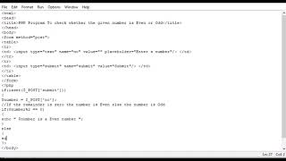 PHP Program To check whether the given number is Even or Odd