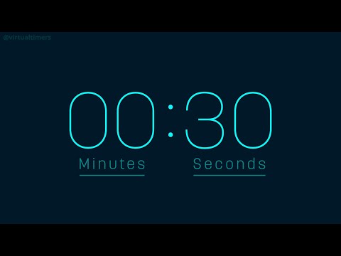 30 Seconds Countdown Timer with Alarm & Time Markers / Chapters - Rounded - Blue