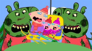 Zombie Christmas season - Peppa Pig A Ride On The Ski Lift  Peppa Funny Animation