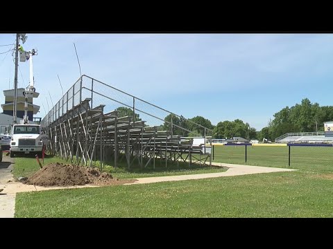 Crews install new LED lights at Brookfield Schools’ stadium