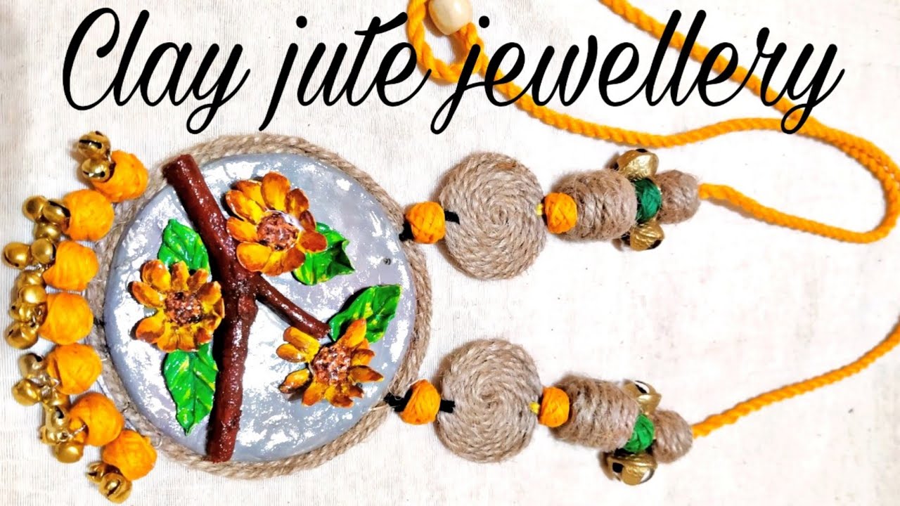 Clay jute jewellery making | DIY polymer clay flower necklace | Handmade jewellery making@হস্তশিল্প