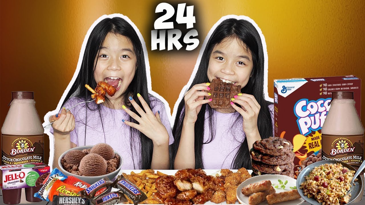 We Only Ate BROWN FOOD for 24 HOURS Challenge!