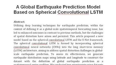 A Global Earthquake Prediction Model Based on Spherical Convolutional LSTM