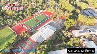 Drone/Aerial View of Skyline High School in Oakland, Ca. Home of the Titans