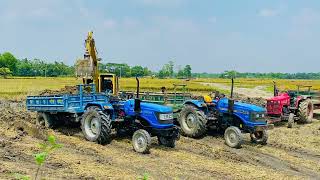 Jcb 3dx loading Swaraj  tractor 4×4 stuck in mud || Sonalika tractor || Tractor power test || 287