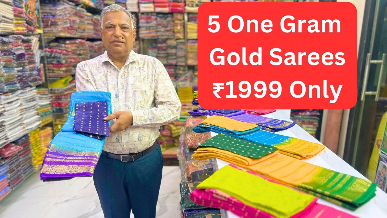 5 One Gram Sarees ₹1999 Only | Stone Work | Mysore Silk | Designer Saree | Wholesale Shop | 4K Video