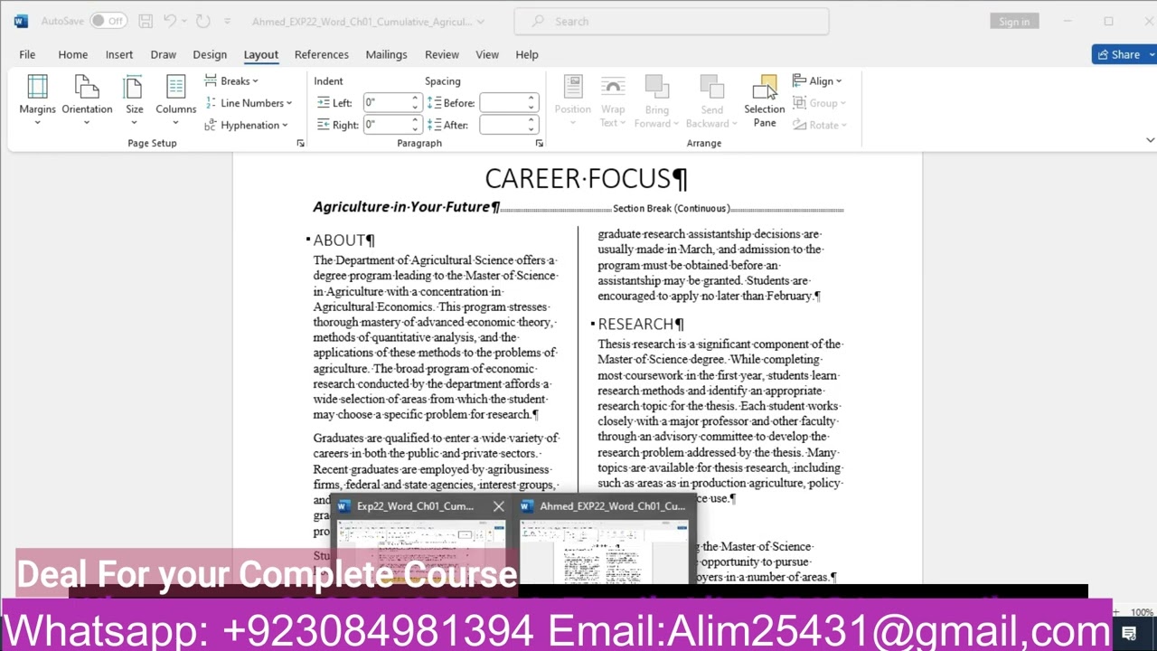 Exp22_Word_Ch01_Cumulative_Agriculture | EXP22 Word Ch01 Cumulative Agriculture