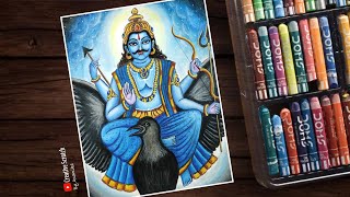 Easy Oil Pastel Drawing Shani Dev | How to Make Shani Dev Drawing #shanidev #shanijayanti screenshot 2