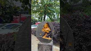 🪵✨ “Carved Serenity: Buddha in Wood” #wood #wood statue #buddha #vishuart #workout #beautiful #art