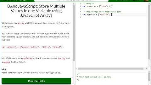 Basic JavaScript Store Multiple Values in one Variable using JavaScript Arrays free code camp   Dani